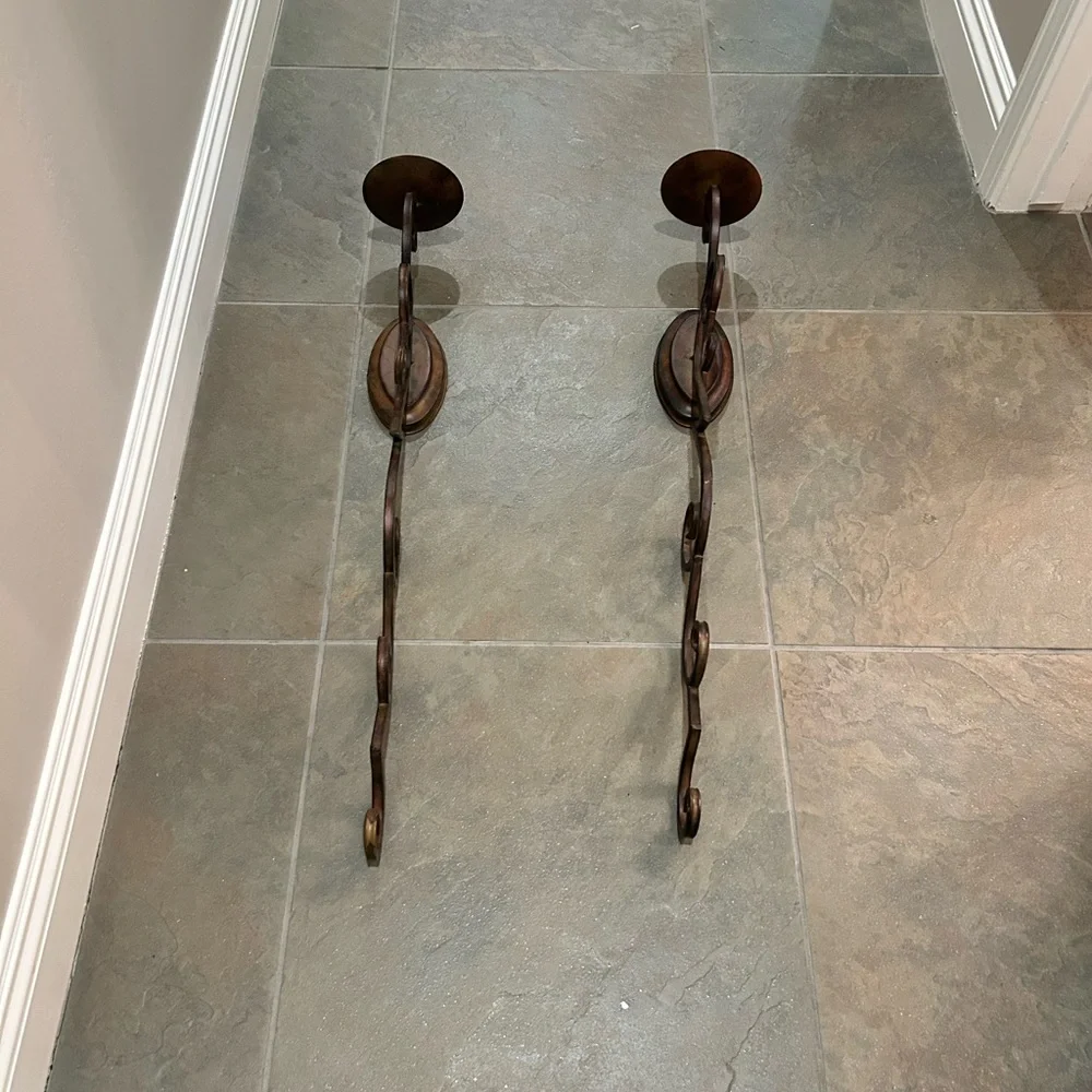 Rustic Wrought Iron Wall Sconces - Bronze Finish